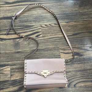 Valention Garavani Studded Tan Leather Crossbody Bag